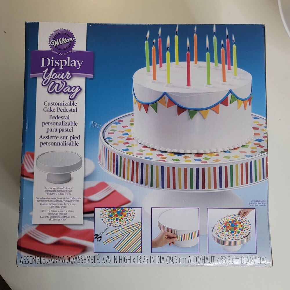 Wilton Display Your Way Customizable Cake Pedestal Stand Clear Glass Top Unused?